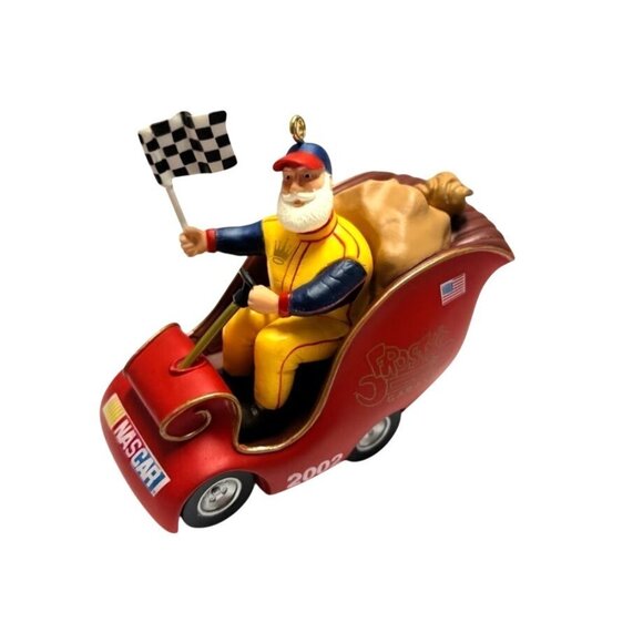 Hallmark Keepsake NASCAR Ornament VTG 2002 Santas Racin Sleigh Frostys Garage - Picture 3 of 10